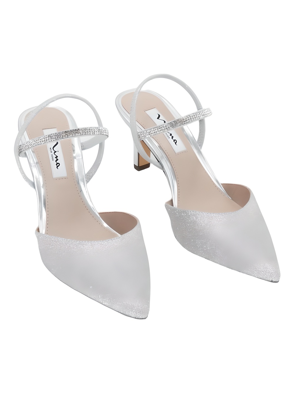 Nina Womens Billie-VG Slingback Pumps Silver Glitter 2" Heel Size 8M
